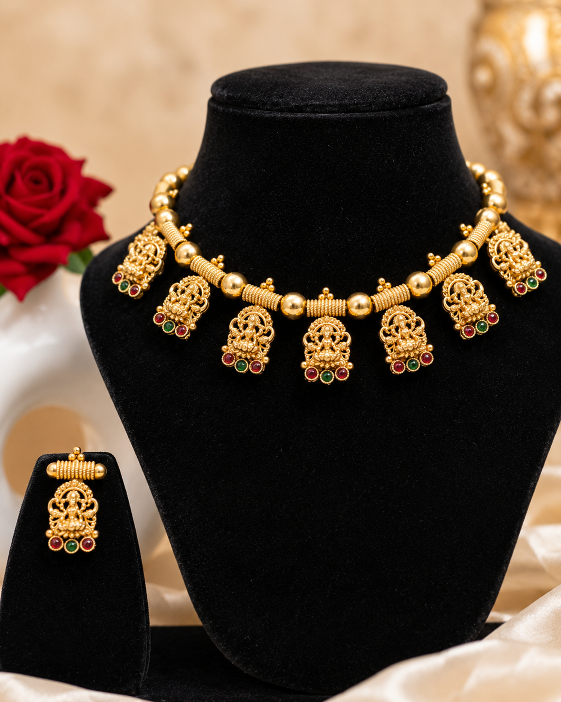 Temple Lakshmi Choker Necklace Set