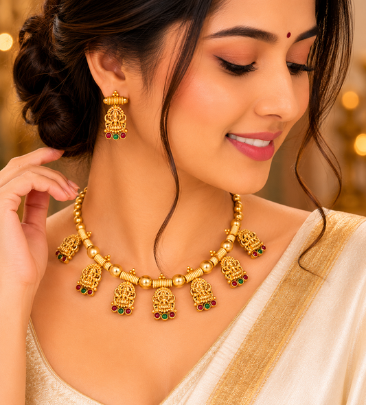 Temple Lakshmi Choker Necklace Set
