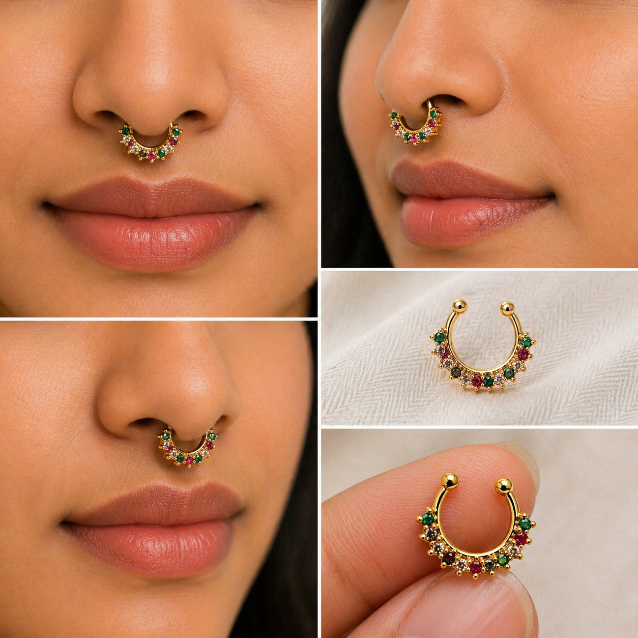 Multicolor Temple Style Septum Ring