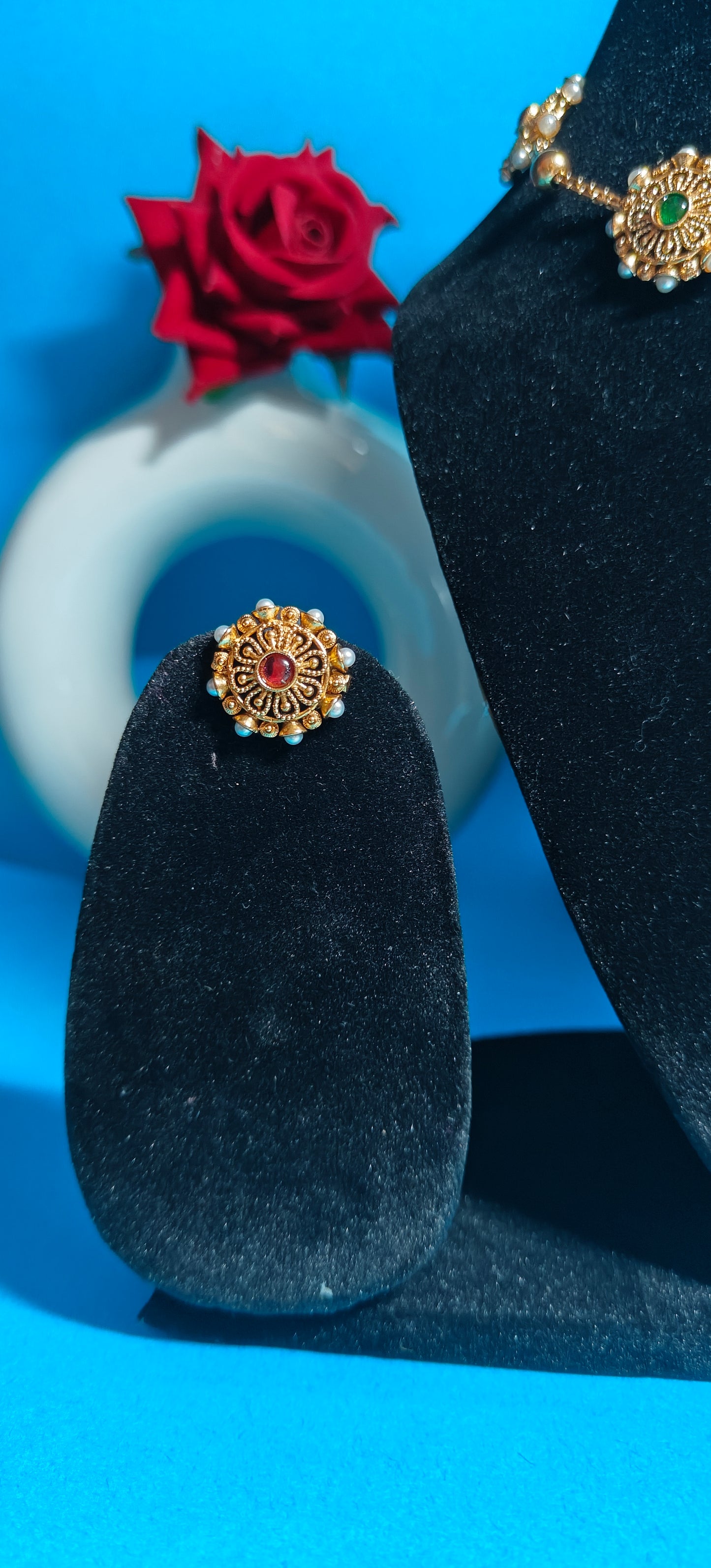 Antique Floral Stone Choker