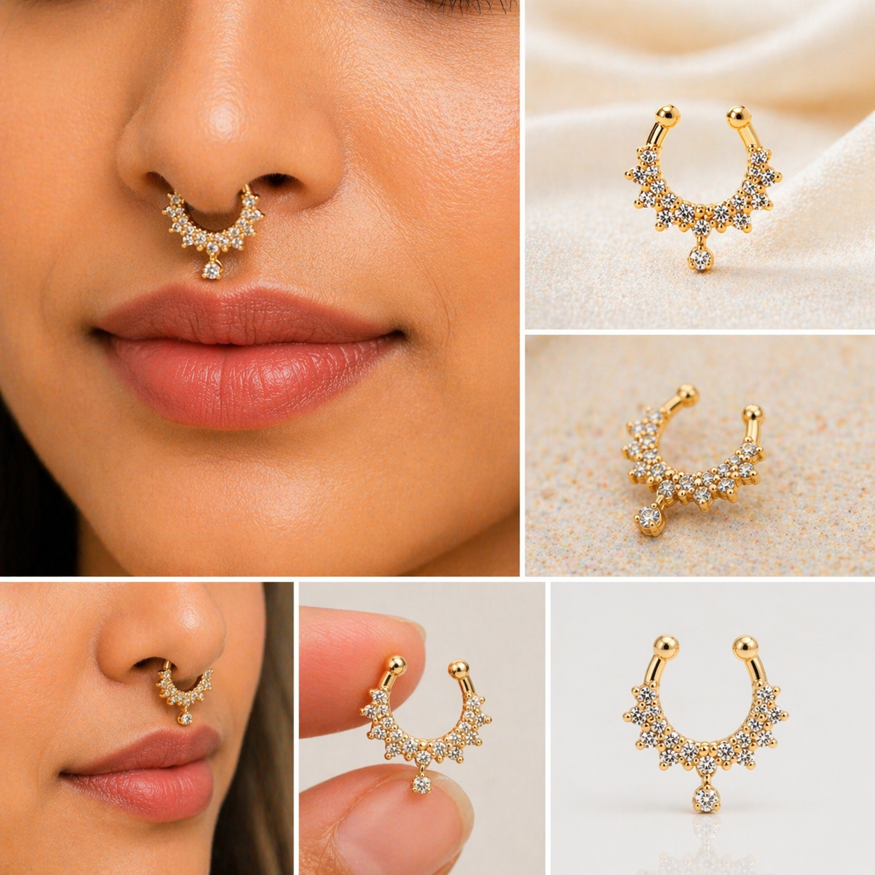 Diamond Look Nose Septum with Drop