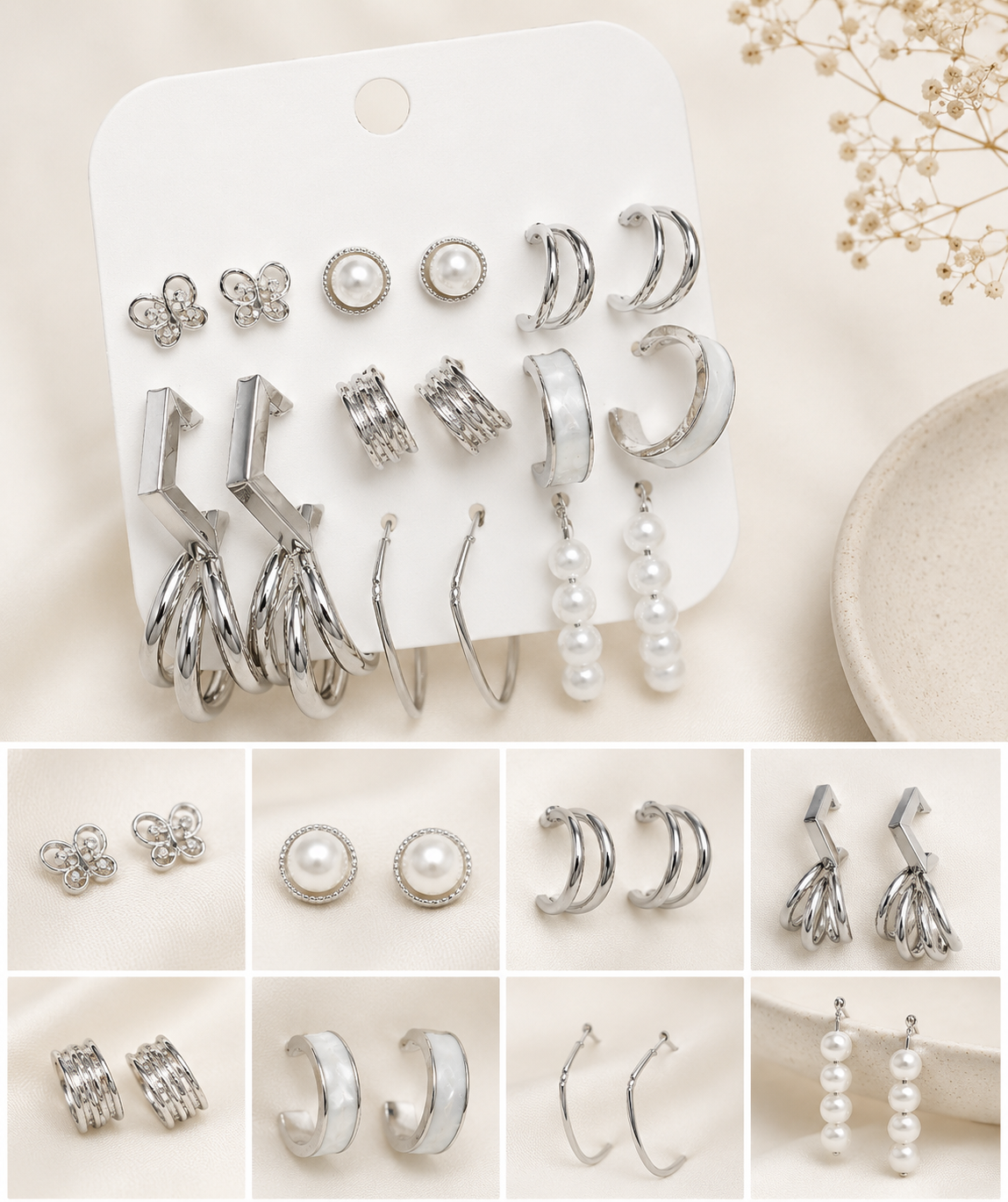 Silver Combo Earrings