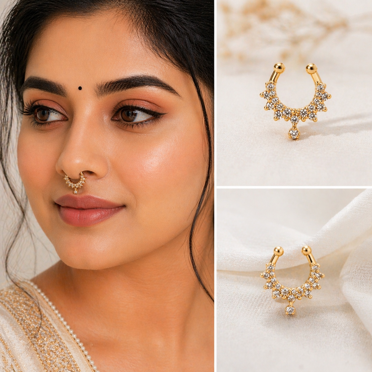 Diamond Look Nose Septum with Drop