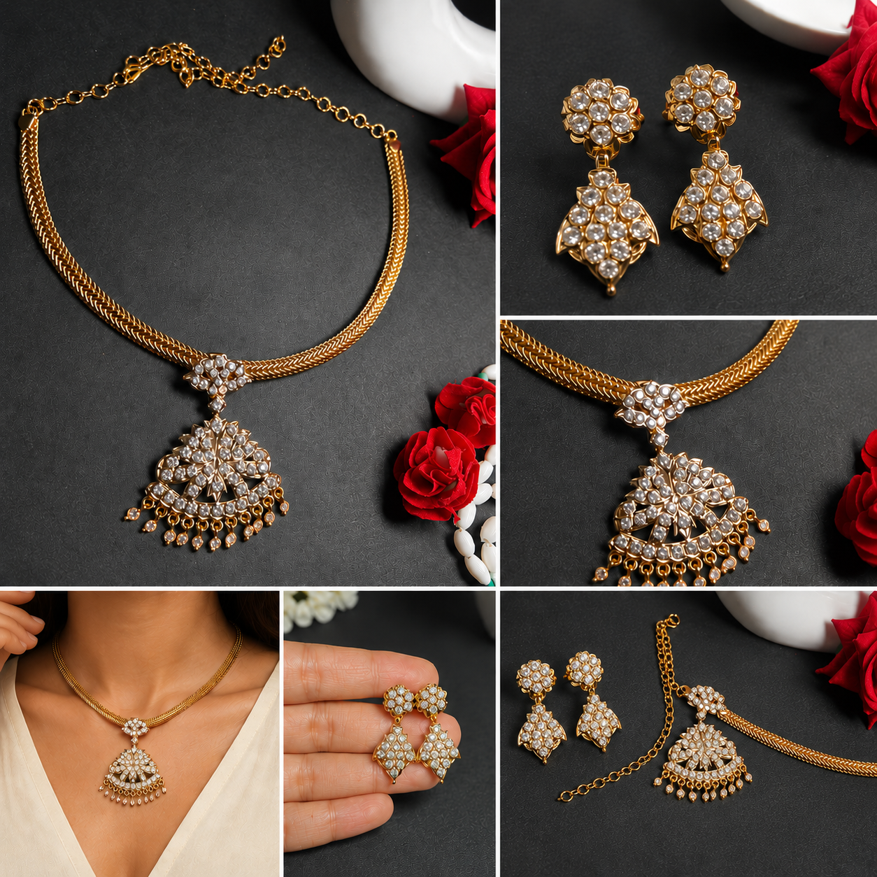 Panchaloha Gold Polished AD Stone jewelry