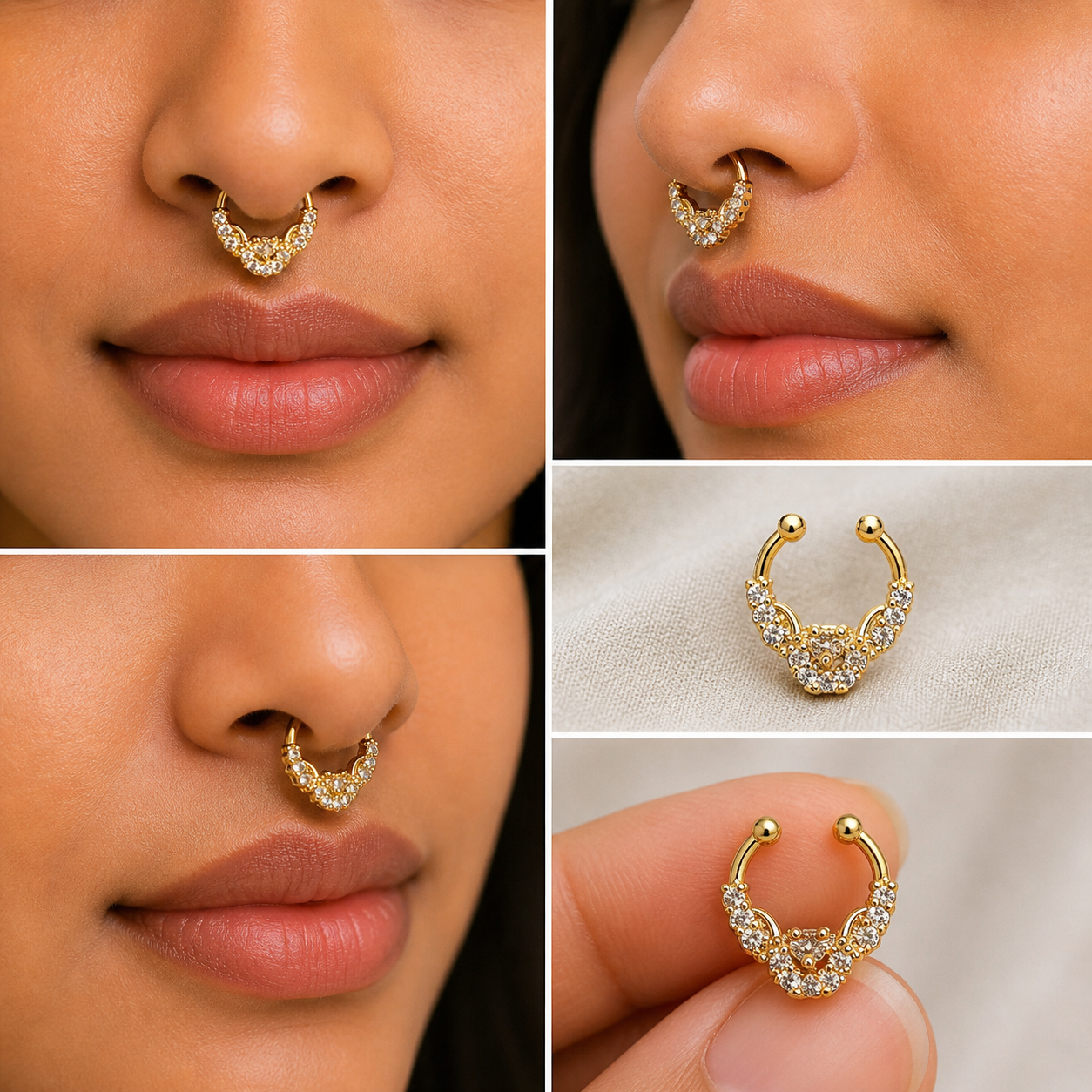 Temple Style Gold Plated Septum Ring