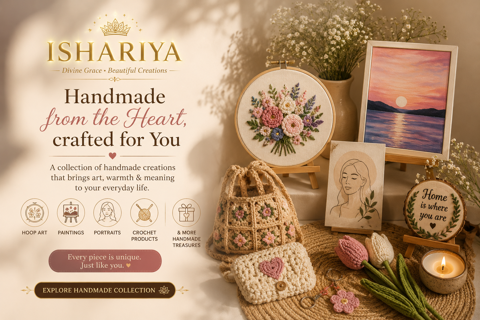 Ishariya Handmade Products
Crafted by Hands, Cherished for a Lifetime
Experience the soul of pure heritage with our meticulously hand-detailed, premium artisan collections.