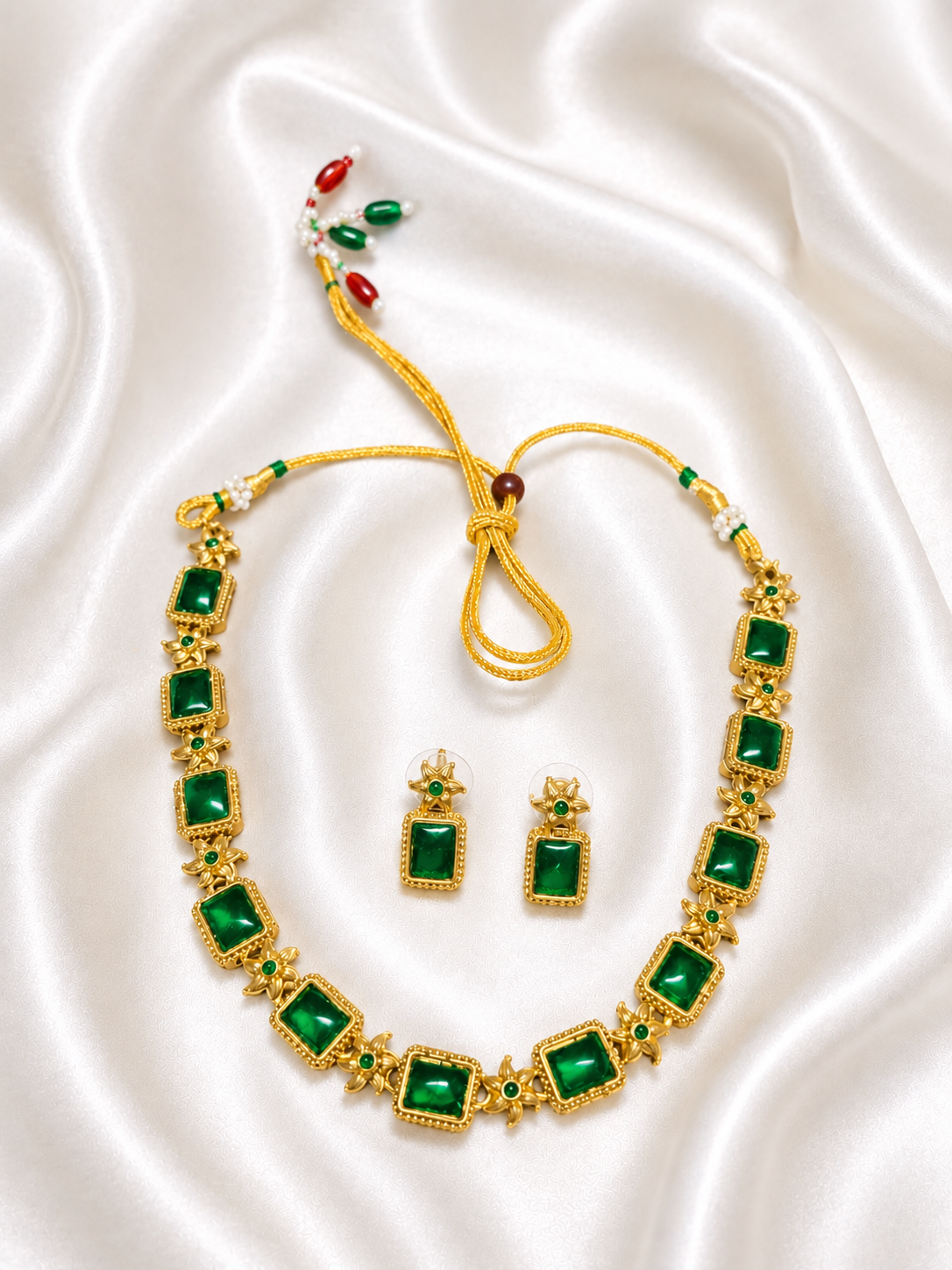 Premium Pink Stone Choker Necklace Set for Women & Girls