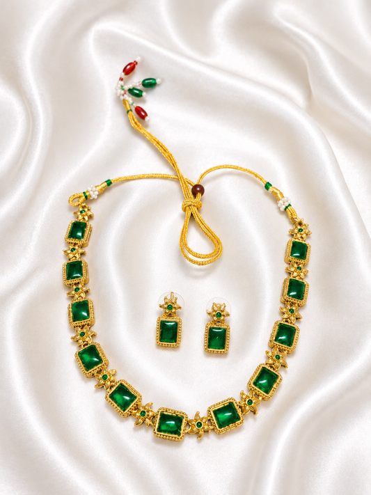 Premium Pink Stone Choker Necklace Set for Women & Girls