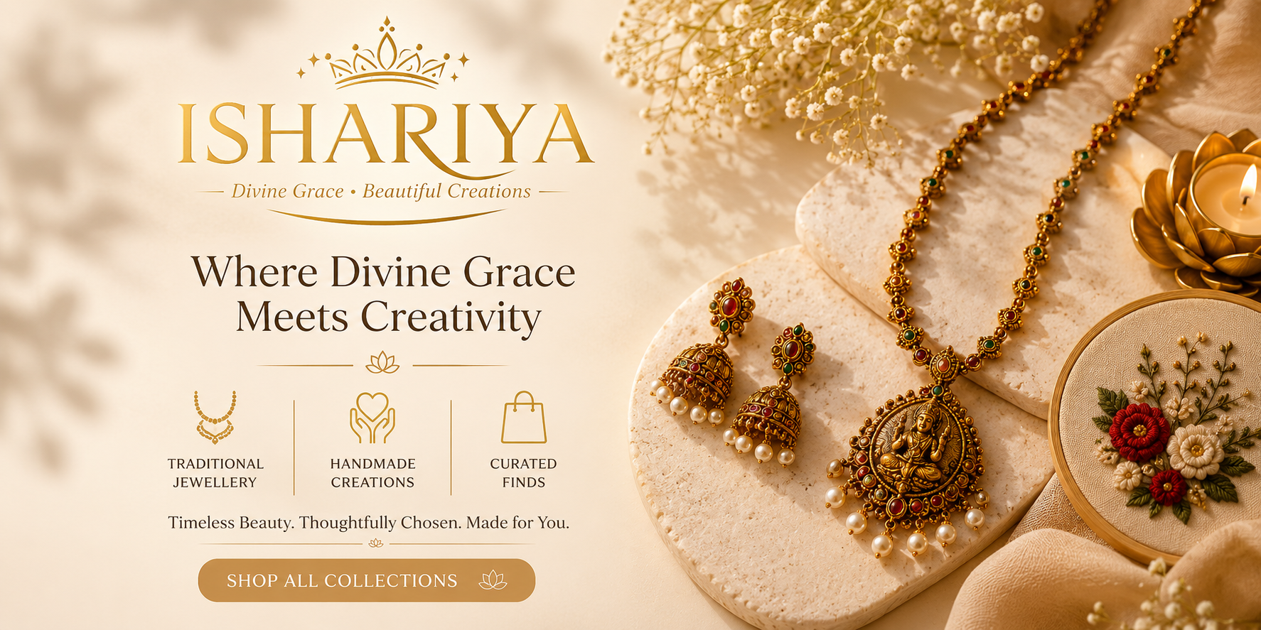 Ishariya Traditional Jewellery
Where Heritage Meets Royalty
Elevate your bridal and festive ensembles with our meticulously crafted heirloom designs. Built for lifetime wear.