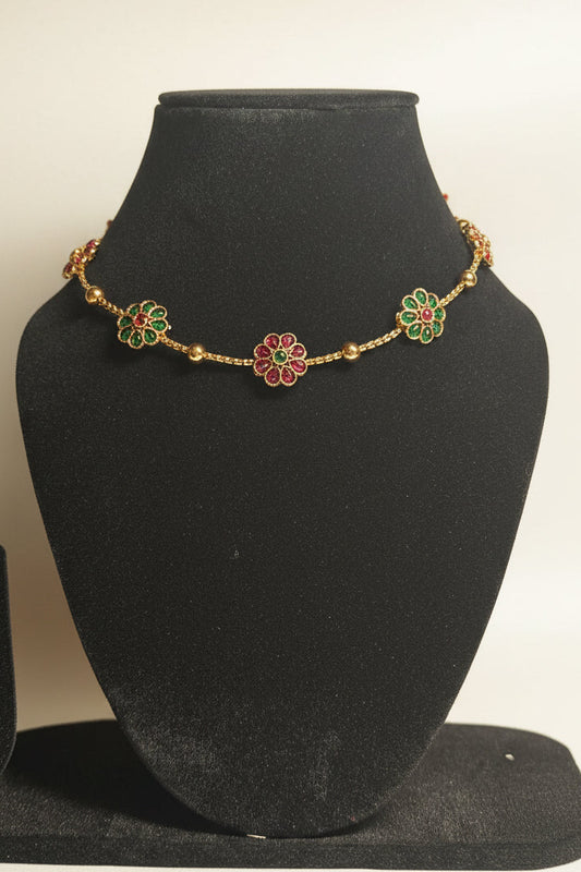 Traditional Floral Stone Necklace for Women