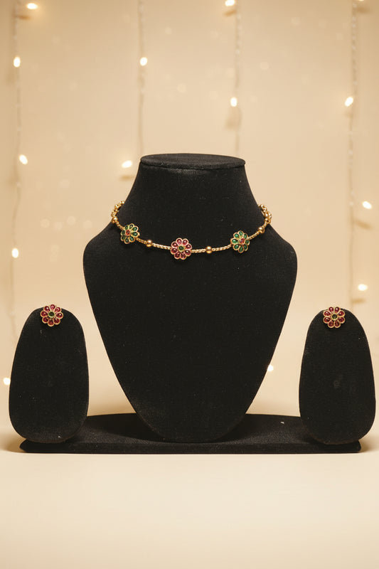 Traditional Floral Stone Necklace for Women