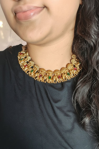 Ambaari Elephant Heritage Temple Choker Necklace